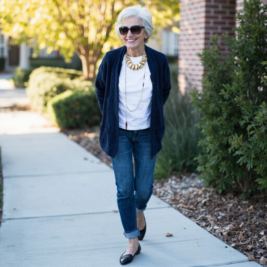 The Stylish 50-Year-Old Woman in Casual Outfit
