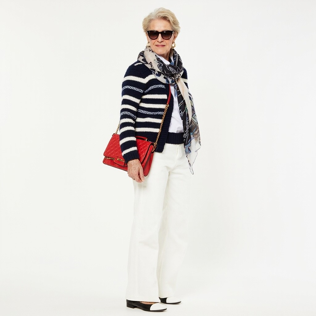 The Stylish 50-Year-Old Woman with Red Quilted Bag