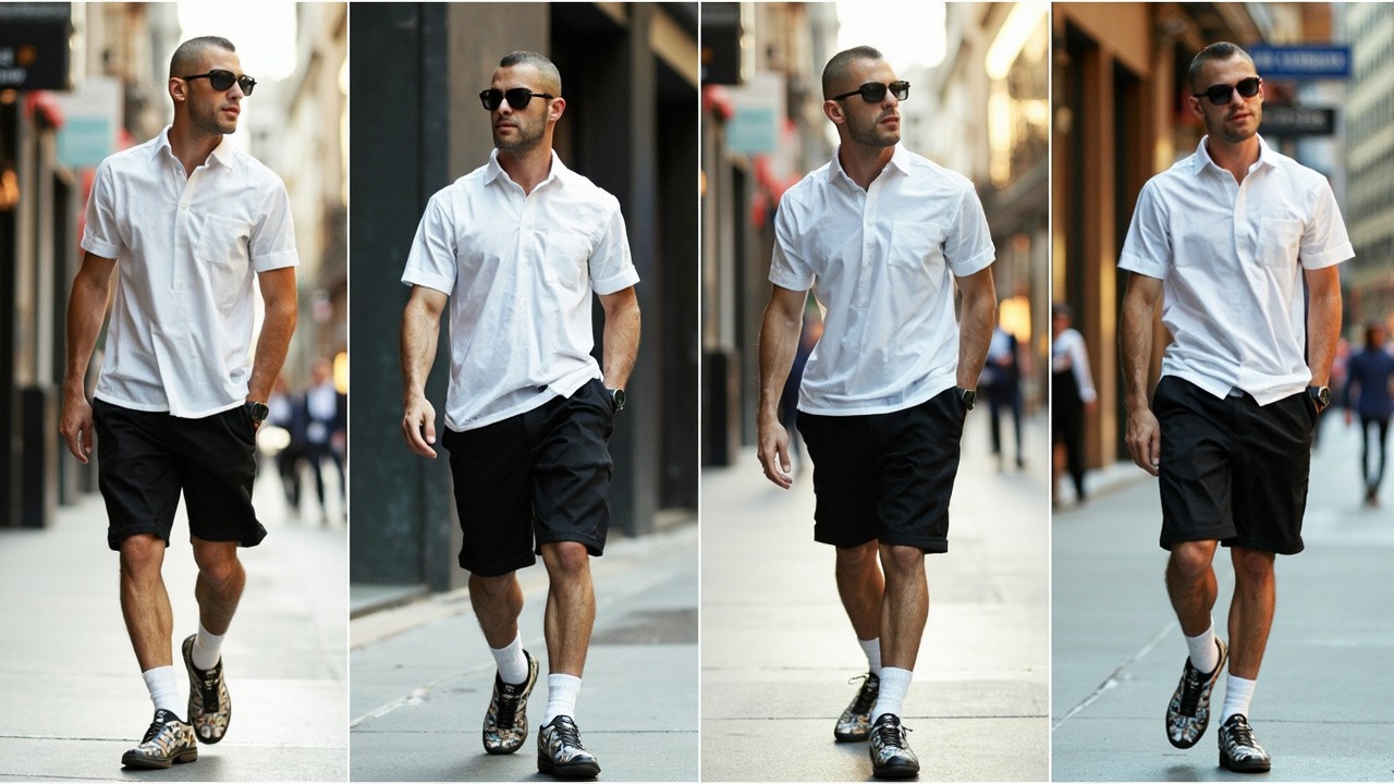 The Stylish Foreign Man Strolls City Streets