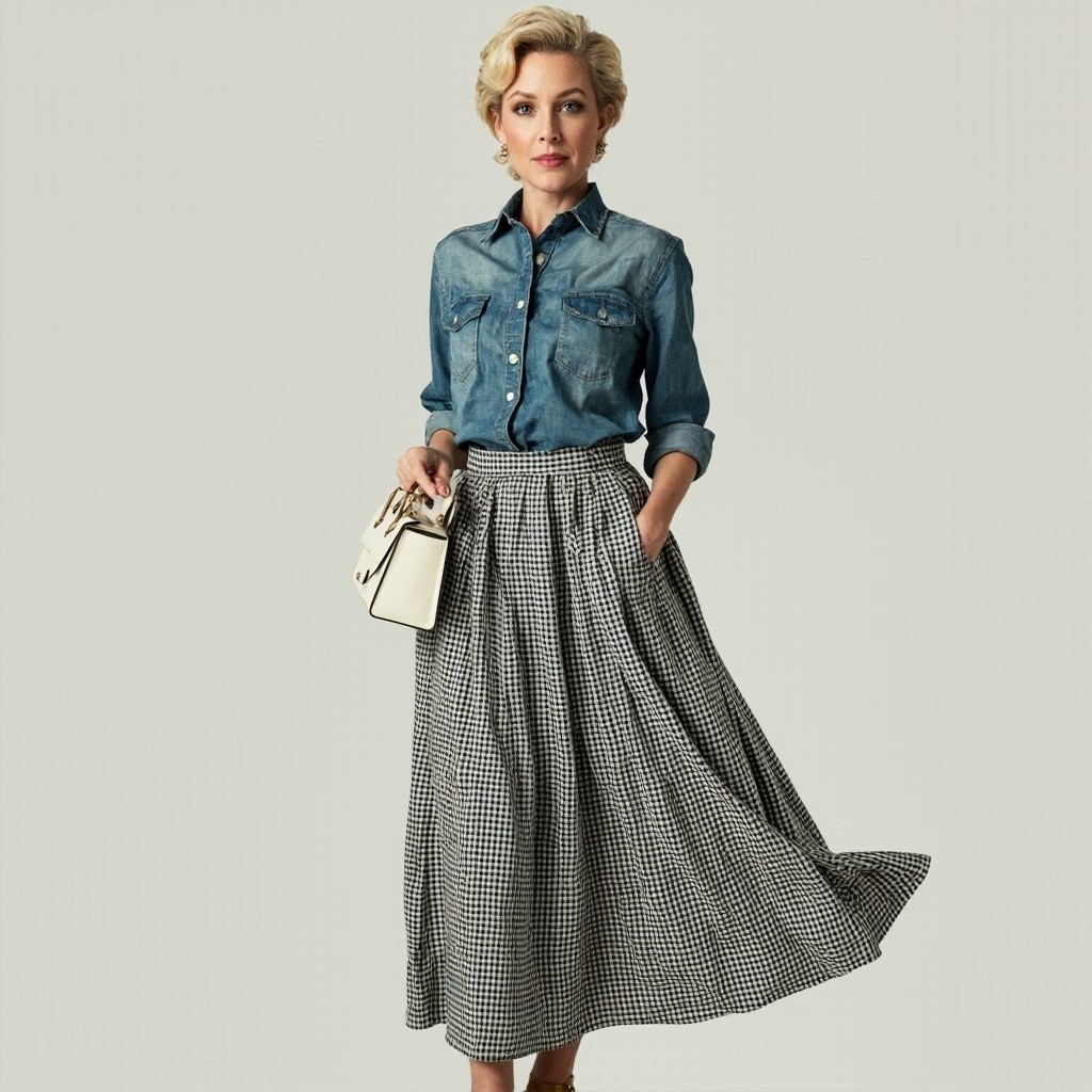 The Stylish Forty-Year-Old Woman Carrying a White Purse
