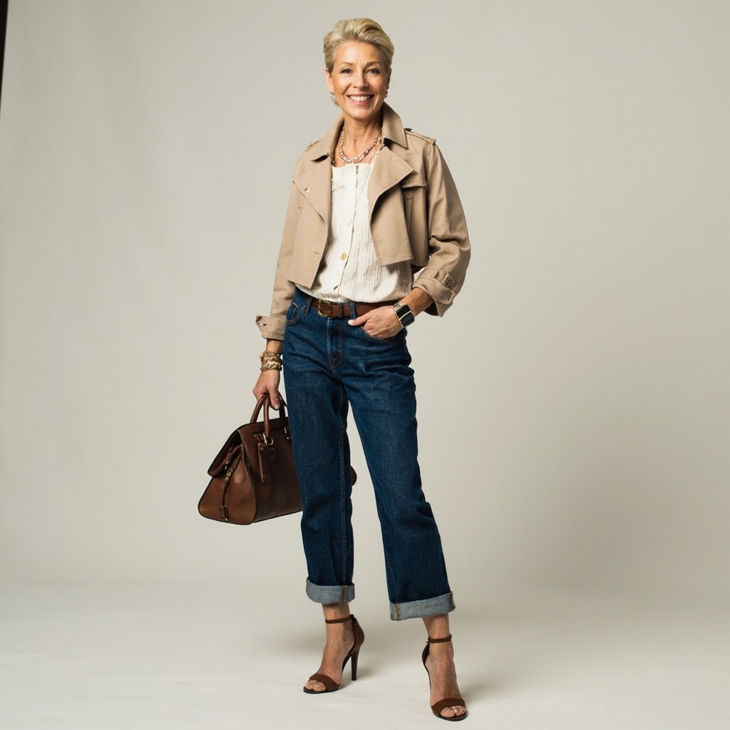 The Stylish Middle-Aged Woman in Studio Light