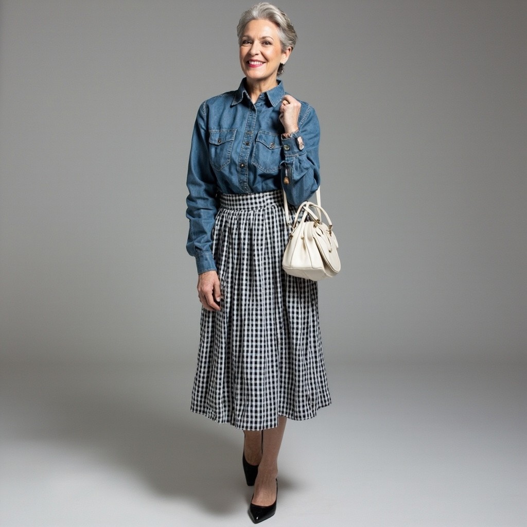 The Stylish Middle-aged Woman with Short Gray Hair