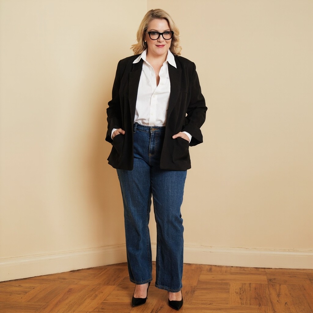 The Stylish Plus-Size Woman in Aviator Glasses