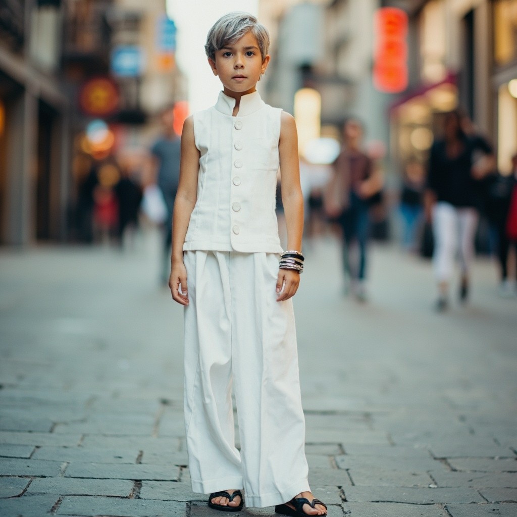 The Stylish Teenager in White Ensemble in City