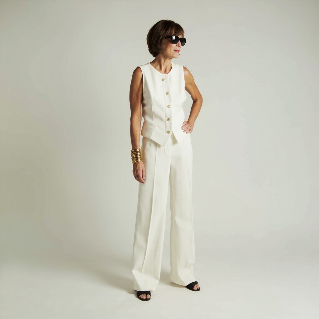 The Stylish Woman in White Outfit and Accessories
