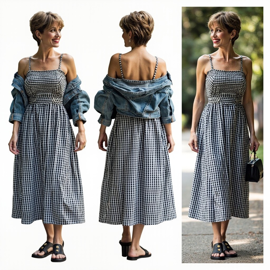 The Stylish Woman with Short Hair Outdoors
