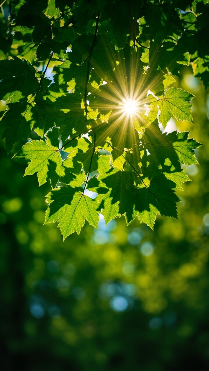 The Sun Shining Through a Lush Green Tree
