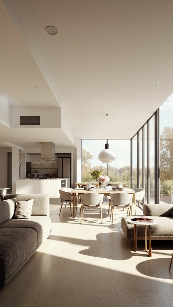 The Sunlit Modern Scandinavian Living Room and Kitchen