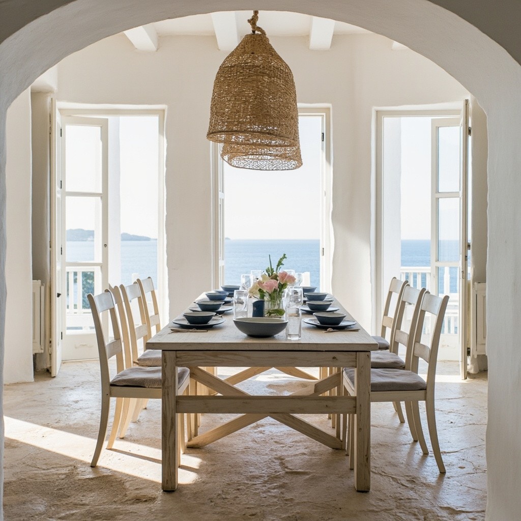 The Sunny Dining Room in a Mykonos Villa