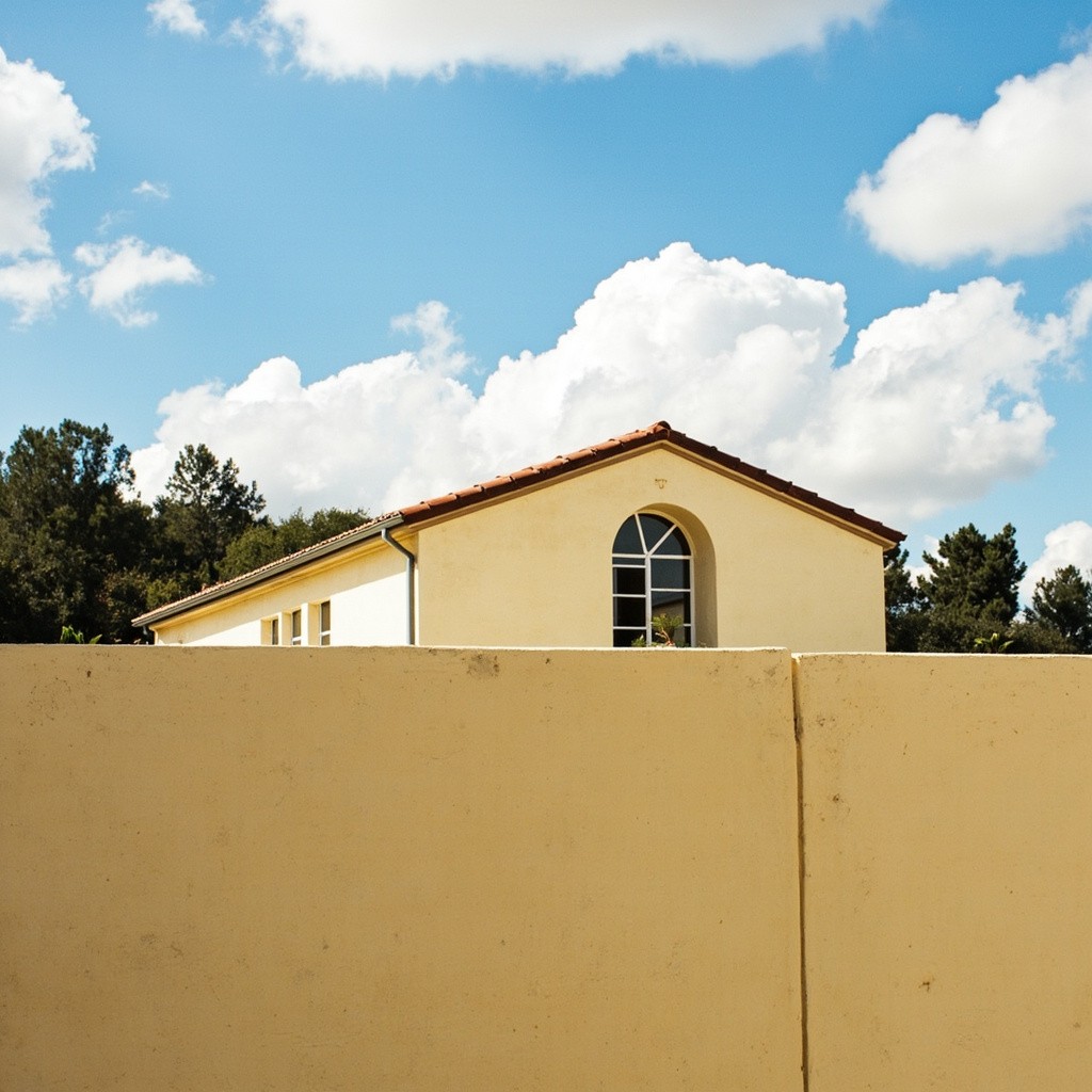 The Sunny Spanish Building with Yellow Walls