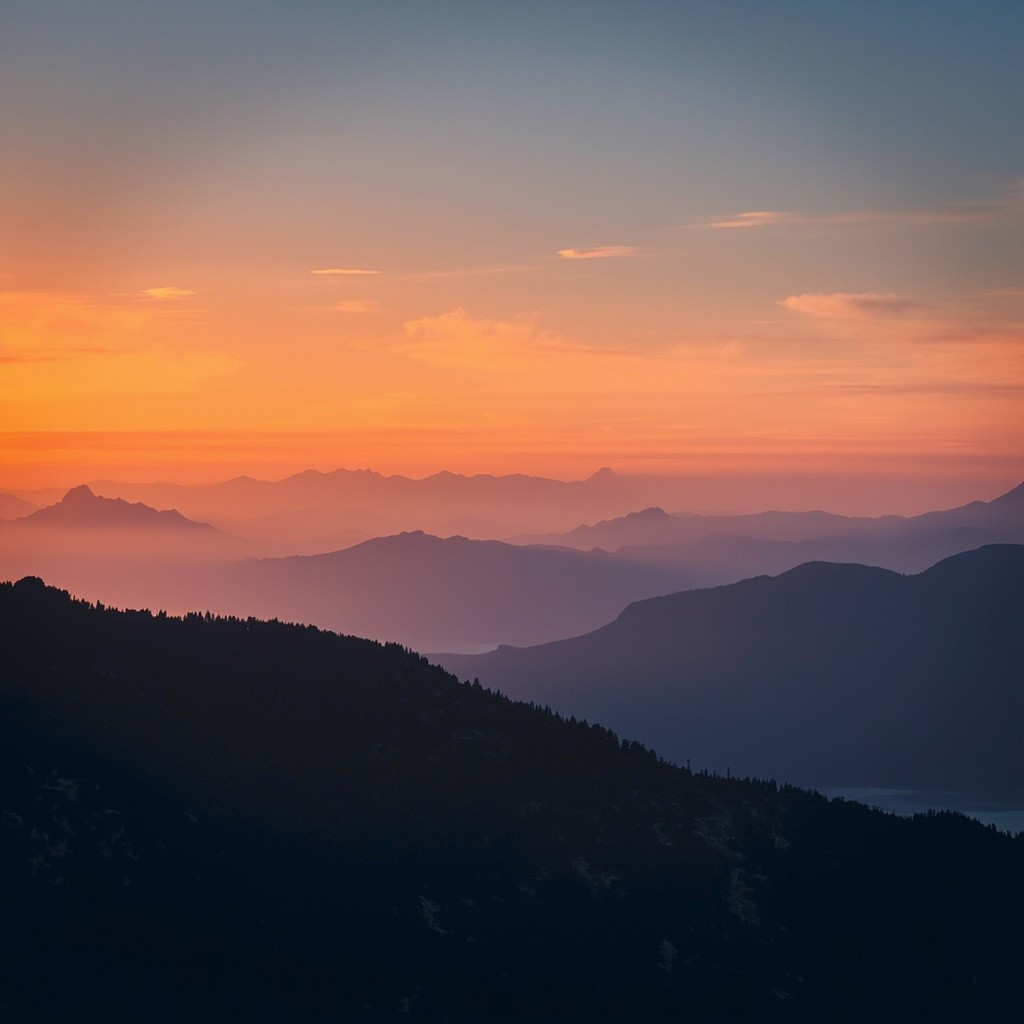 The Sunset Over the Mountains