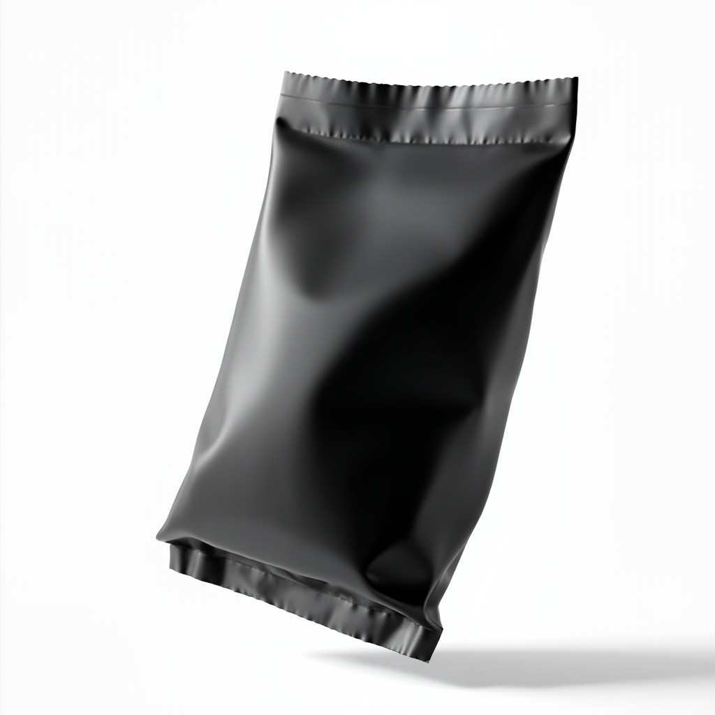 The Superrealistic 3D Black Snack Bag Mockup
