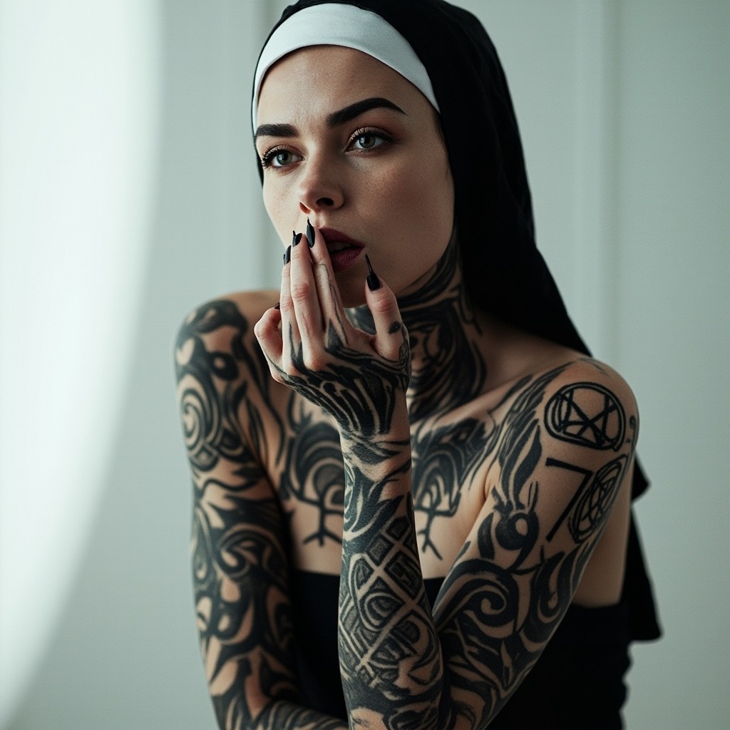 The Tattooed Nun's High-Key Studio Portrait