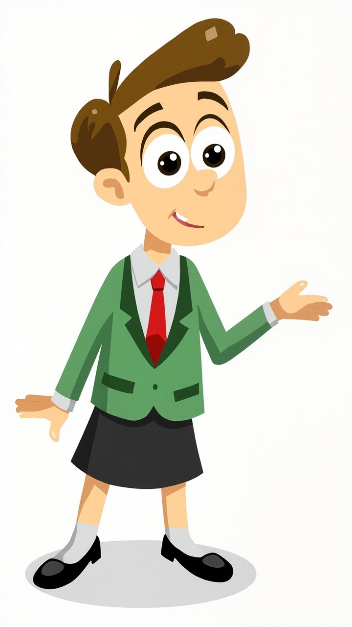 The Teacher Welcomes 6th Graders in Cartoon Style