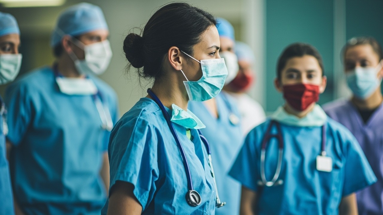 The Team of Doctors Maintaining Distance