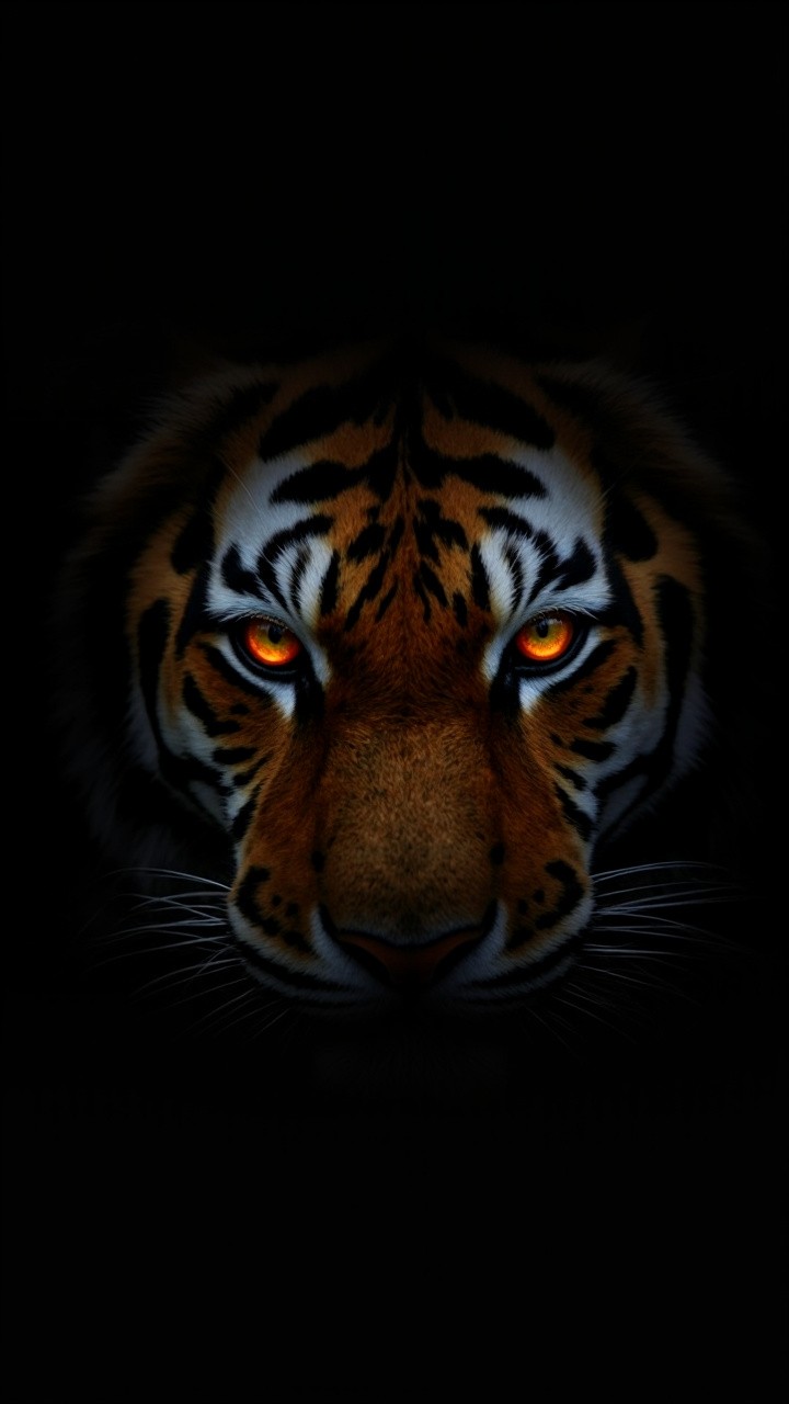 The Tiger's Intense Gaze in Dramatic Lighting