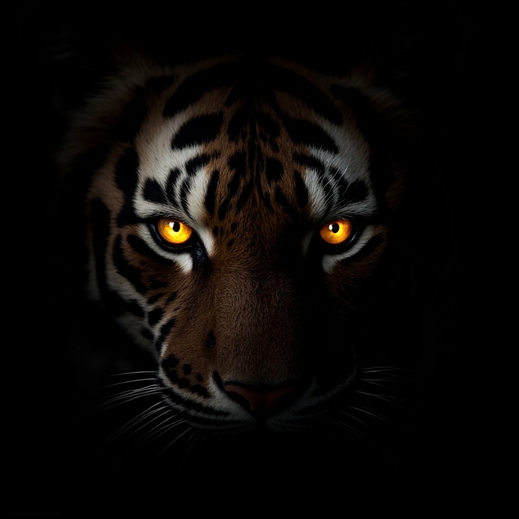 The Tiger's Intense Gaze in Dramatic Lighting