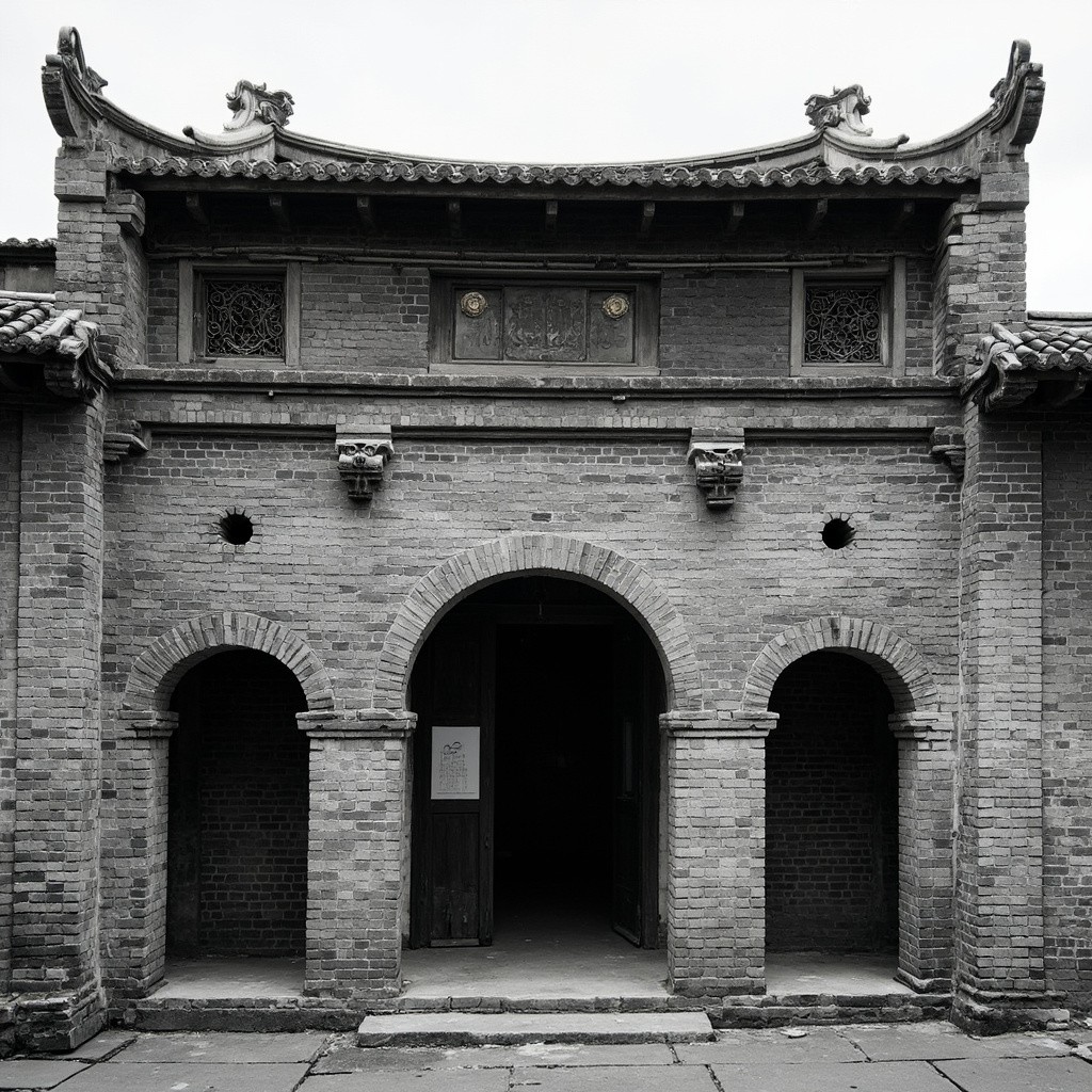 The Traditional Chinese Green Brick Building