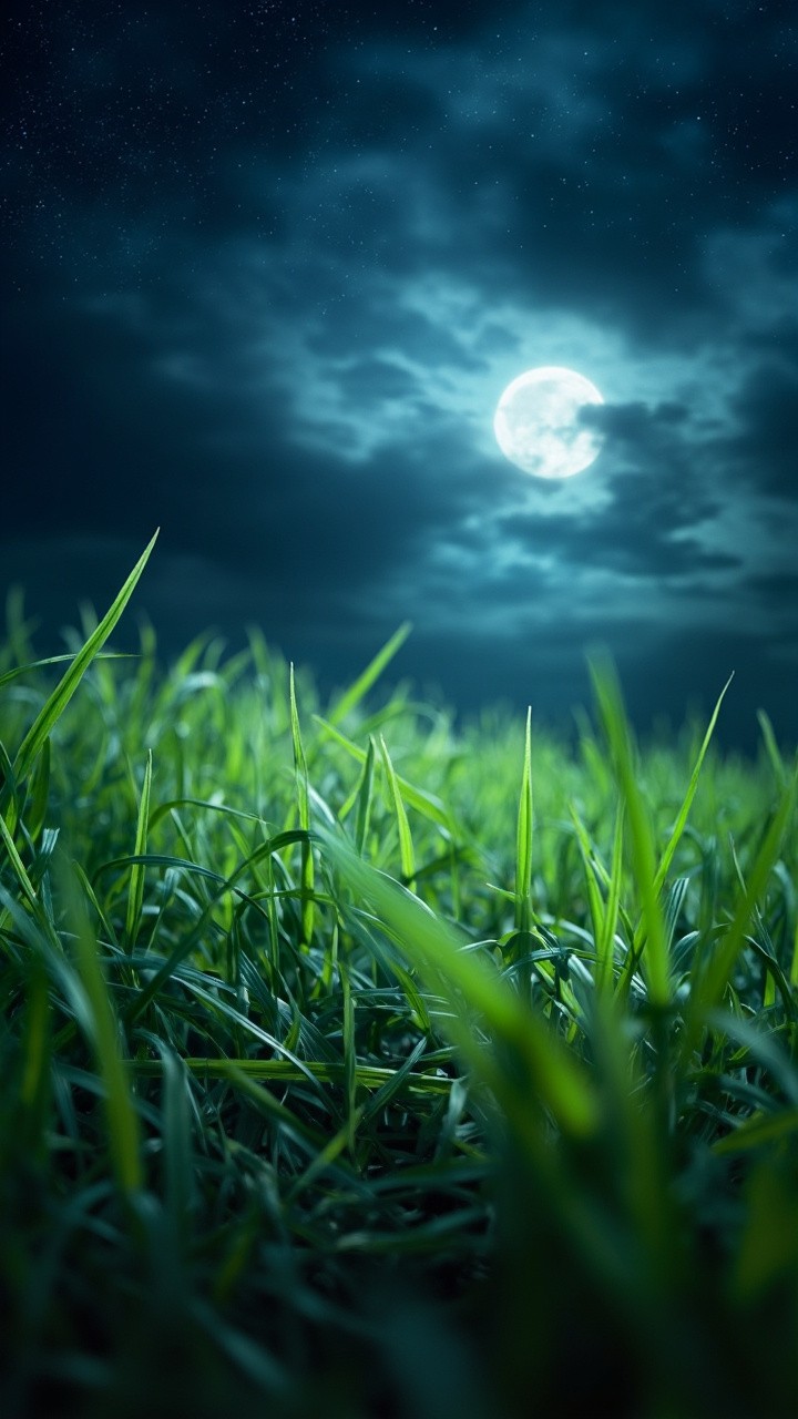 The Tranquil Moonlit Landscape with Starry Sky