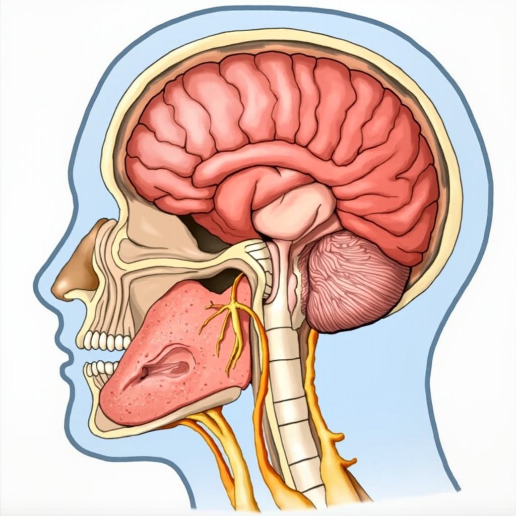 The Trigeminal Nerve Transmitting Face Sensations to Brain