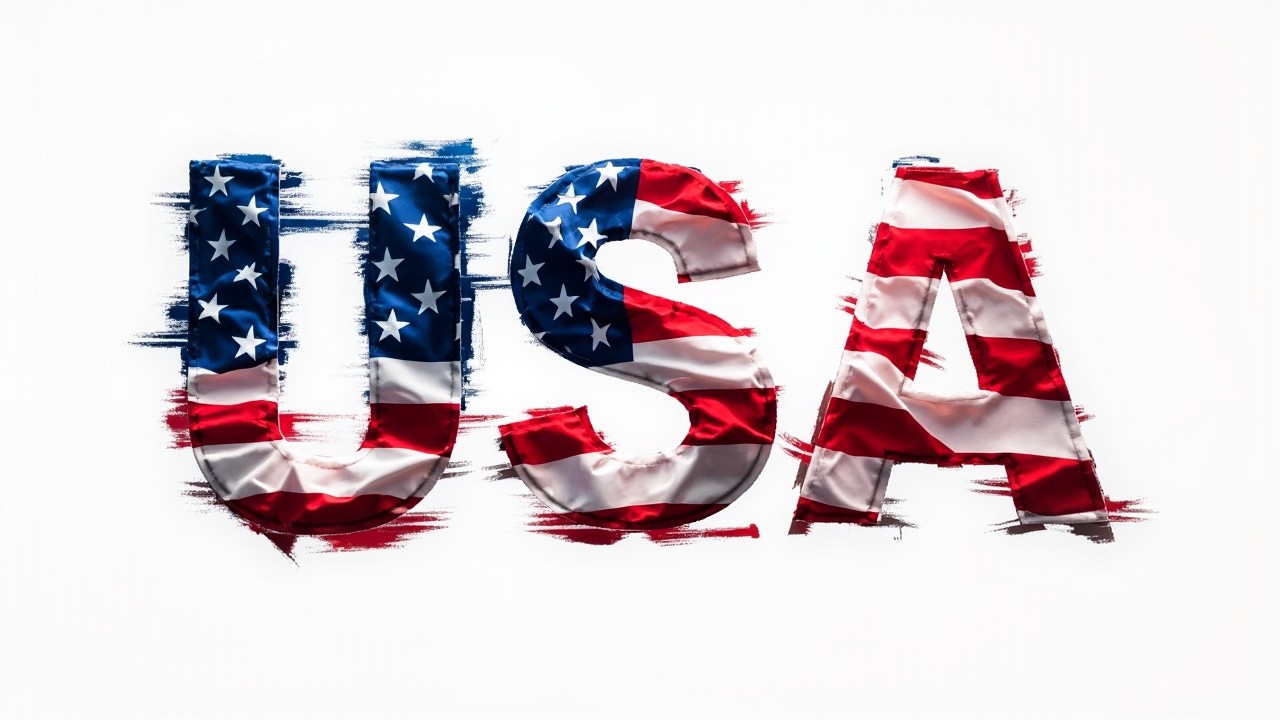 The USA Text Shaping into a Moving American Flag