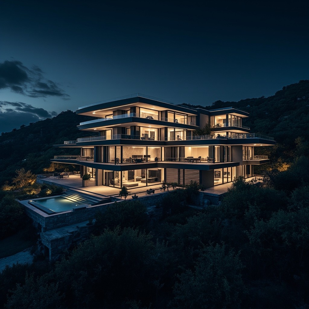 The Ultra-Modern, Luxury Mansion with Night Lighting