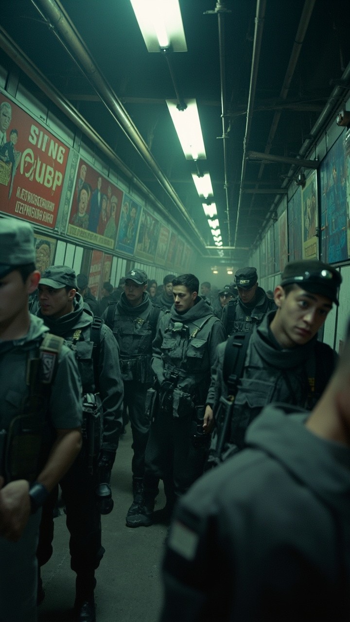 The Underground Militarized Station with Androids and Citizens