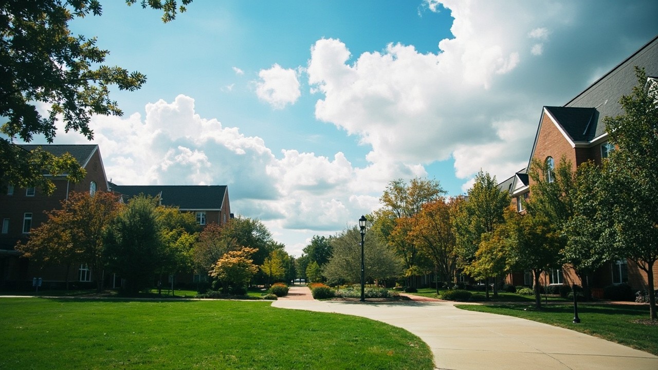 The University Campus under a Sky Filled with Plants