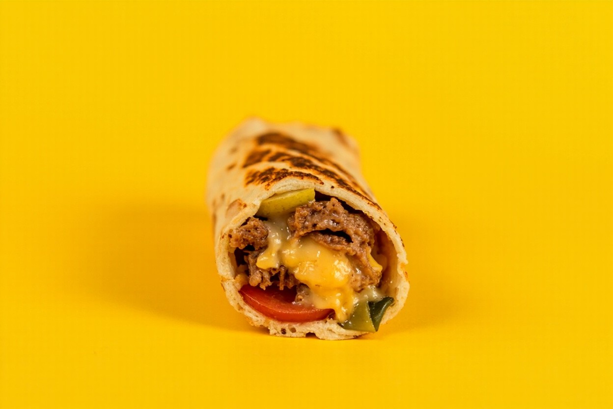 The Upright Grilled Wrap on Yellow Background