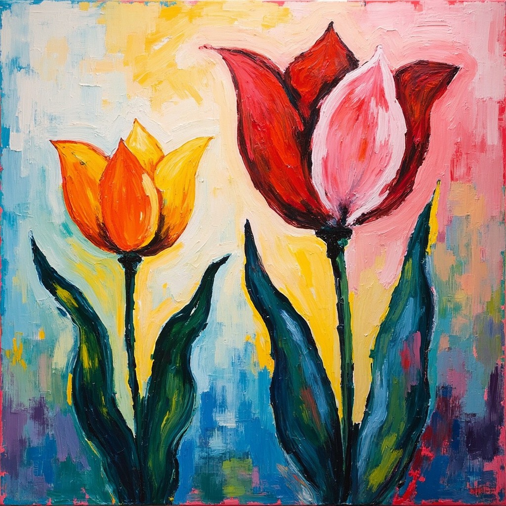 The Vibrant Tulip Art in Matisse's Style
