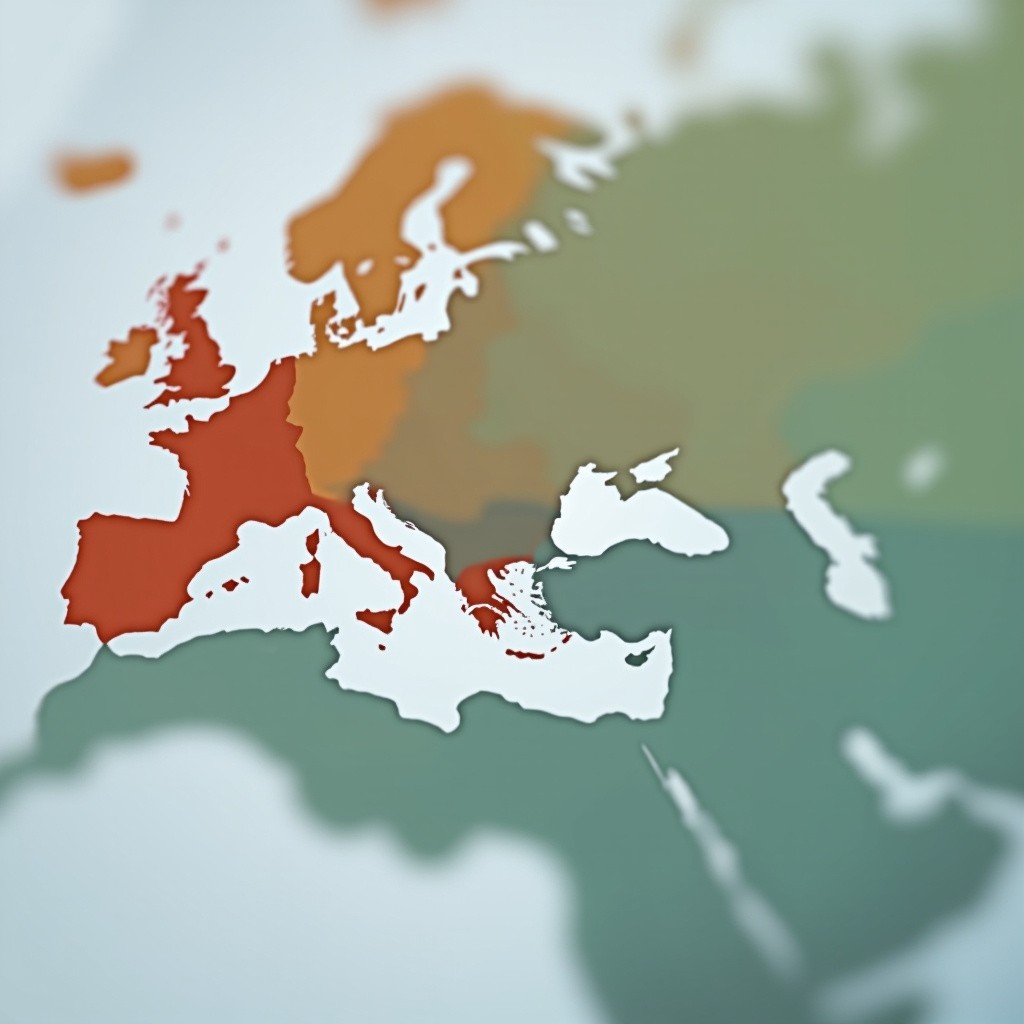 The World Map with Blurry Asia, Magnified Europe-America