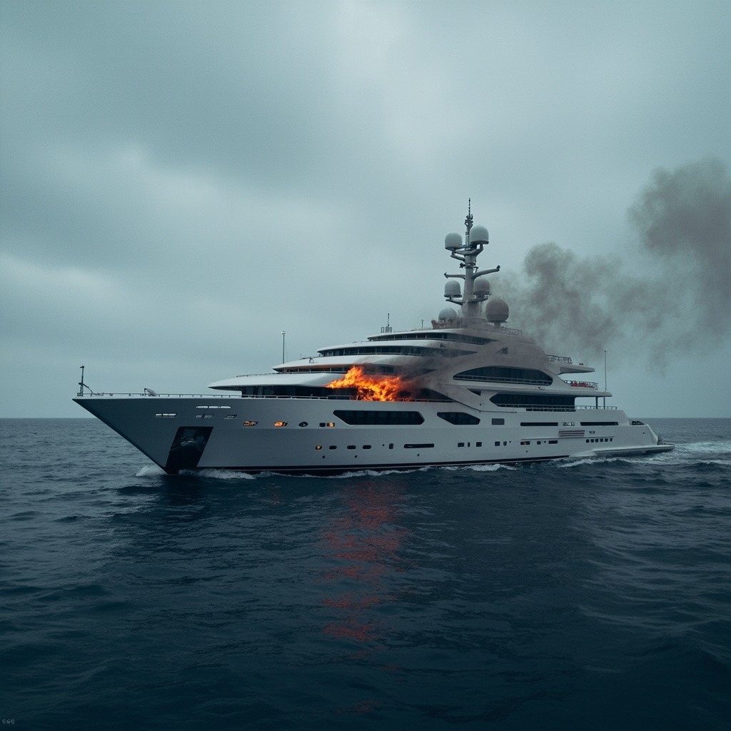 The Yacht's Incipient Fire on a Cloudy Day