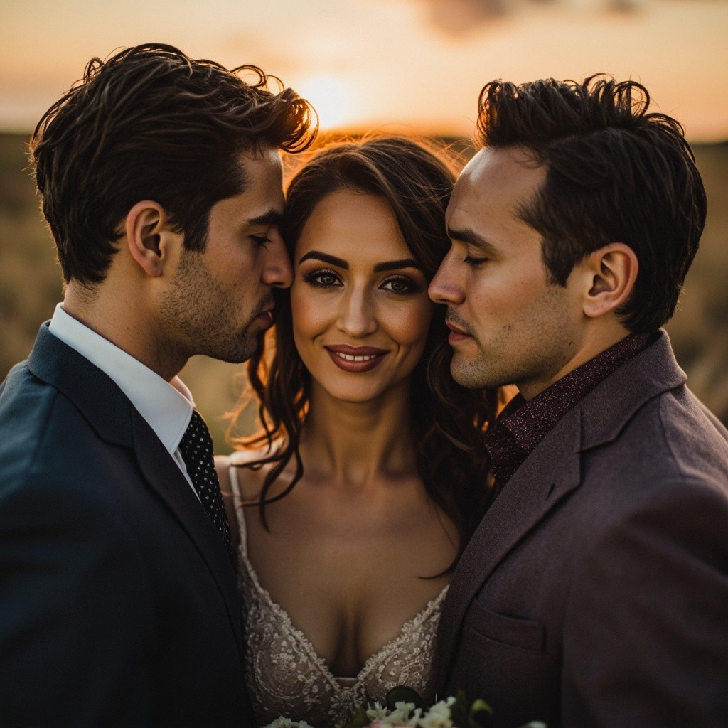 Two Men Competing for One Woman's Love