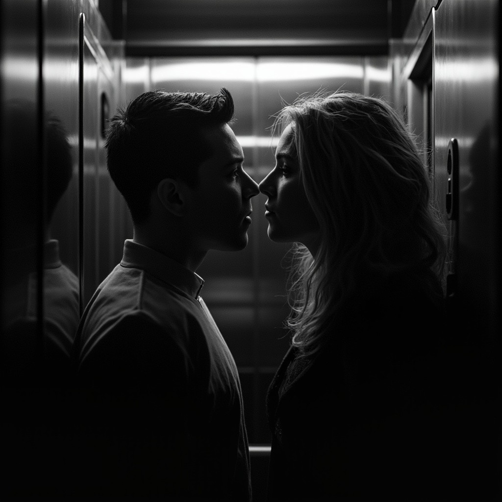 Two Youngsters Trapped in Elevator, Exchanging Loving Glances