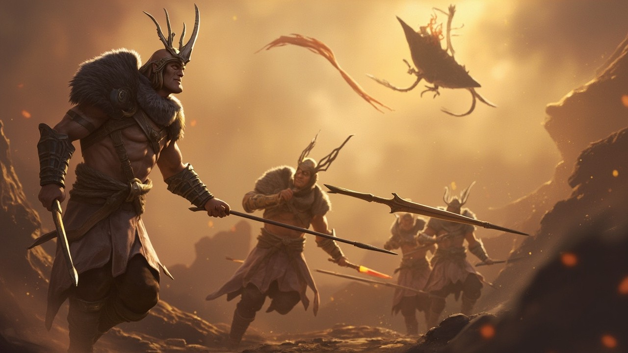 Warrior Moving Spear with Strength