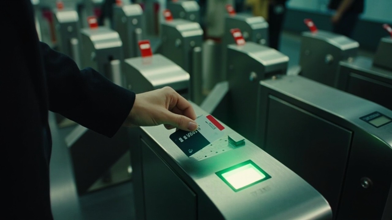 Woman's Hand Swiping London Metro Card
