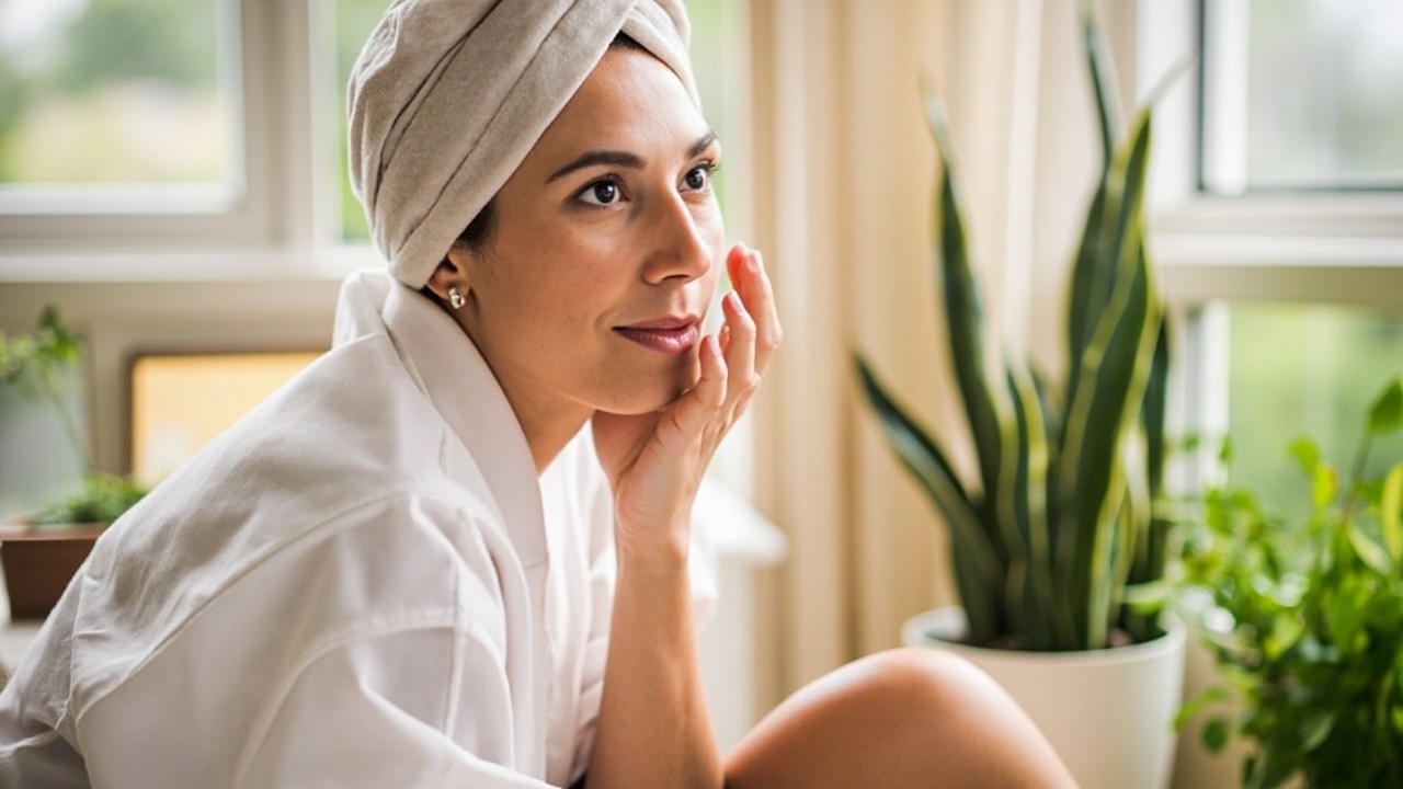 Woman Enjoying Skincare Near an Open Window