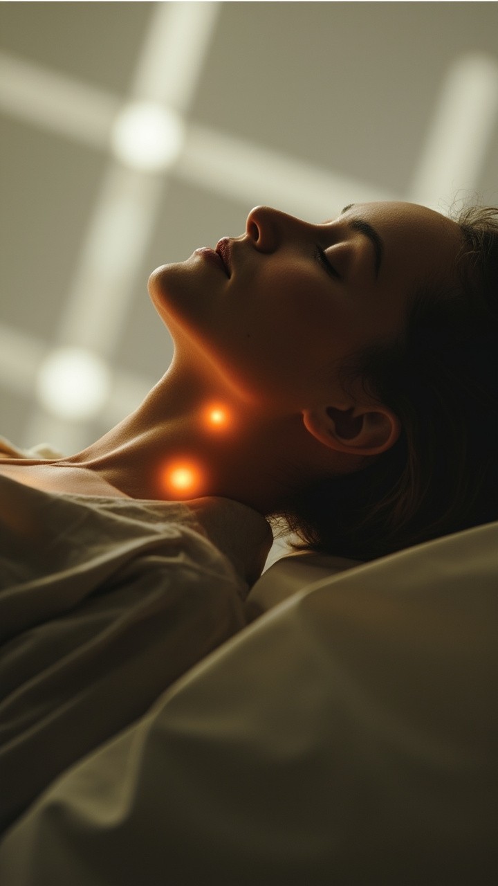Woman Meditating with Glowing Chakras on Back