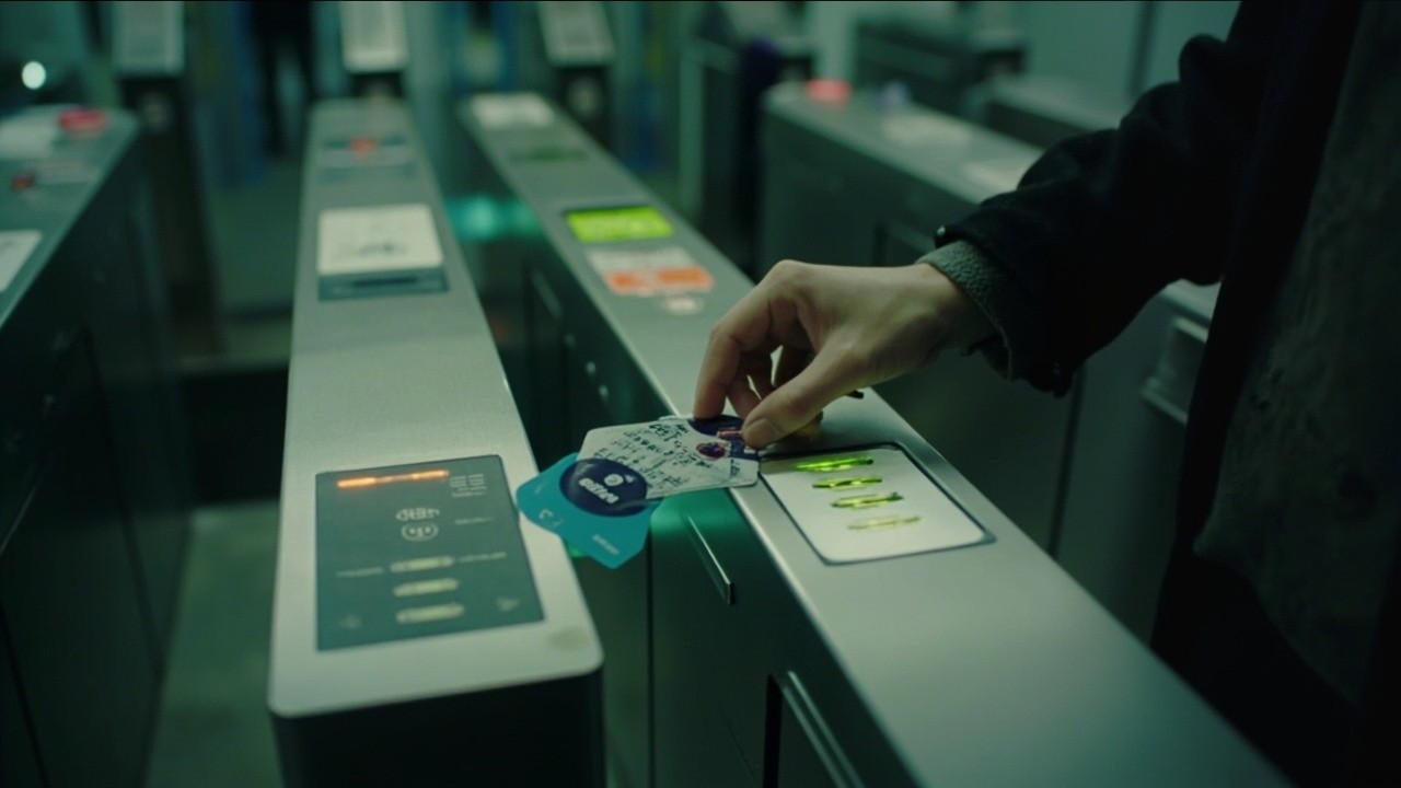 Woman Swiping London Metro Card at Turnstile