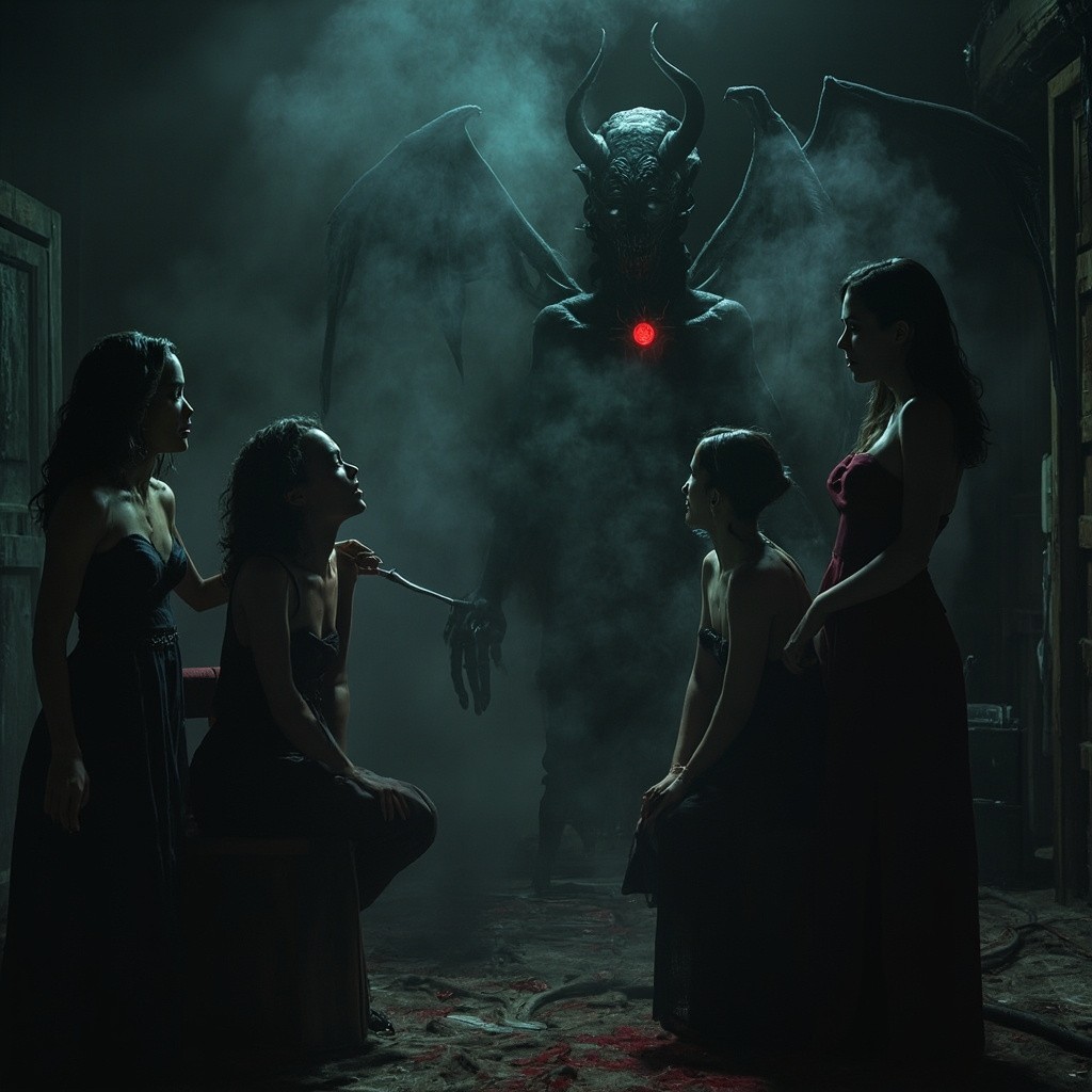 Women Encounter Devil in Smoggy Blackmagic Night