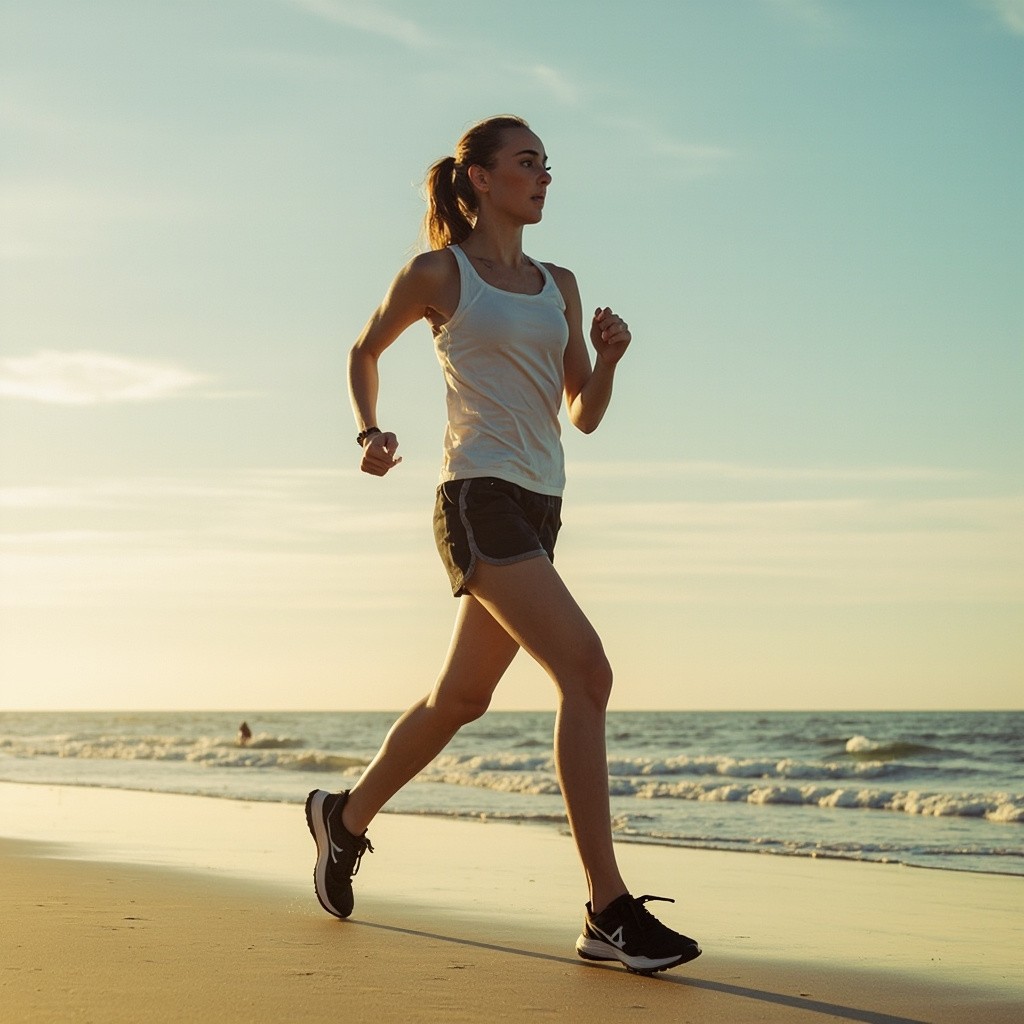 Young Woman Jogging on Rio de Janeiro Beaches