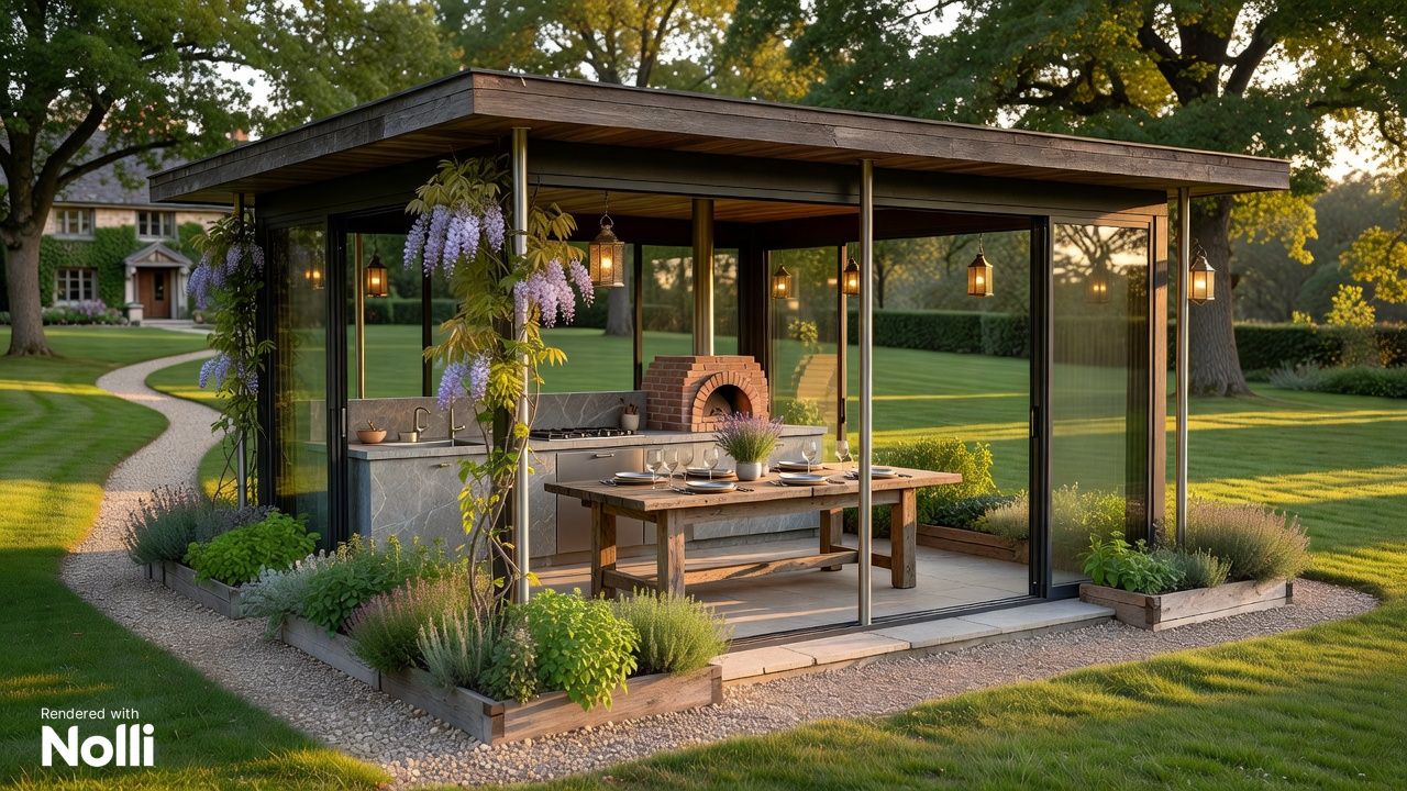 Outdoor Kitchen Pavilion 3D Render