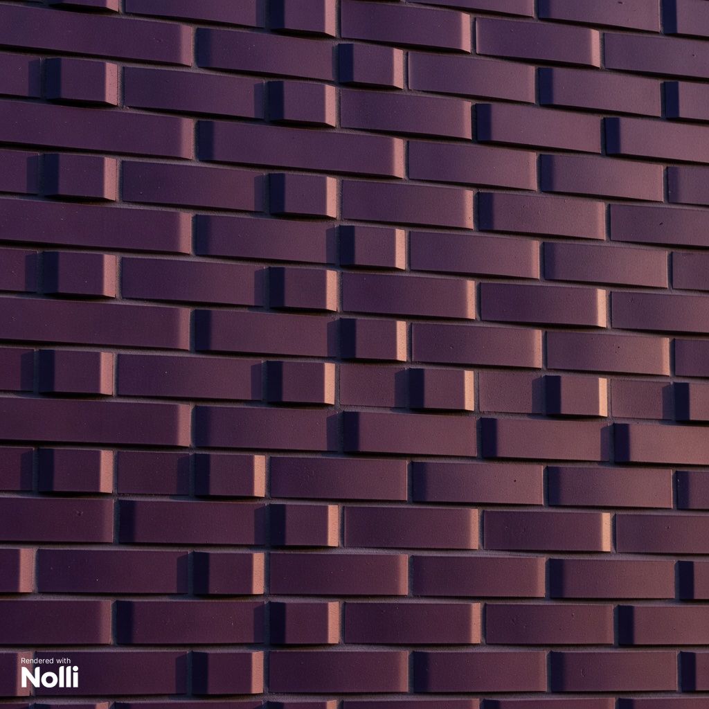 Modern Purple Brick Facade 3D Render