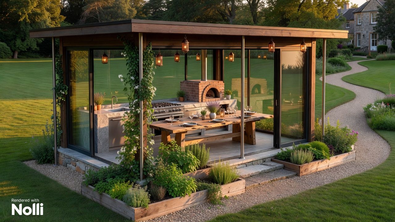 Outdoor Kitchen Pavilion 3D Render