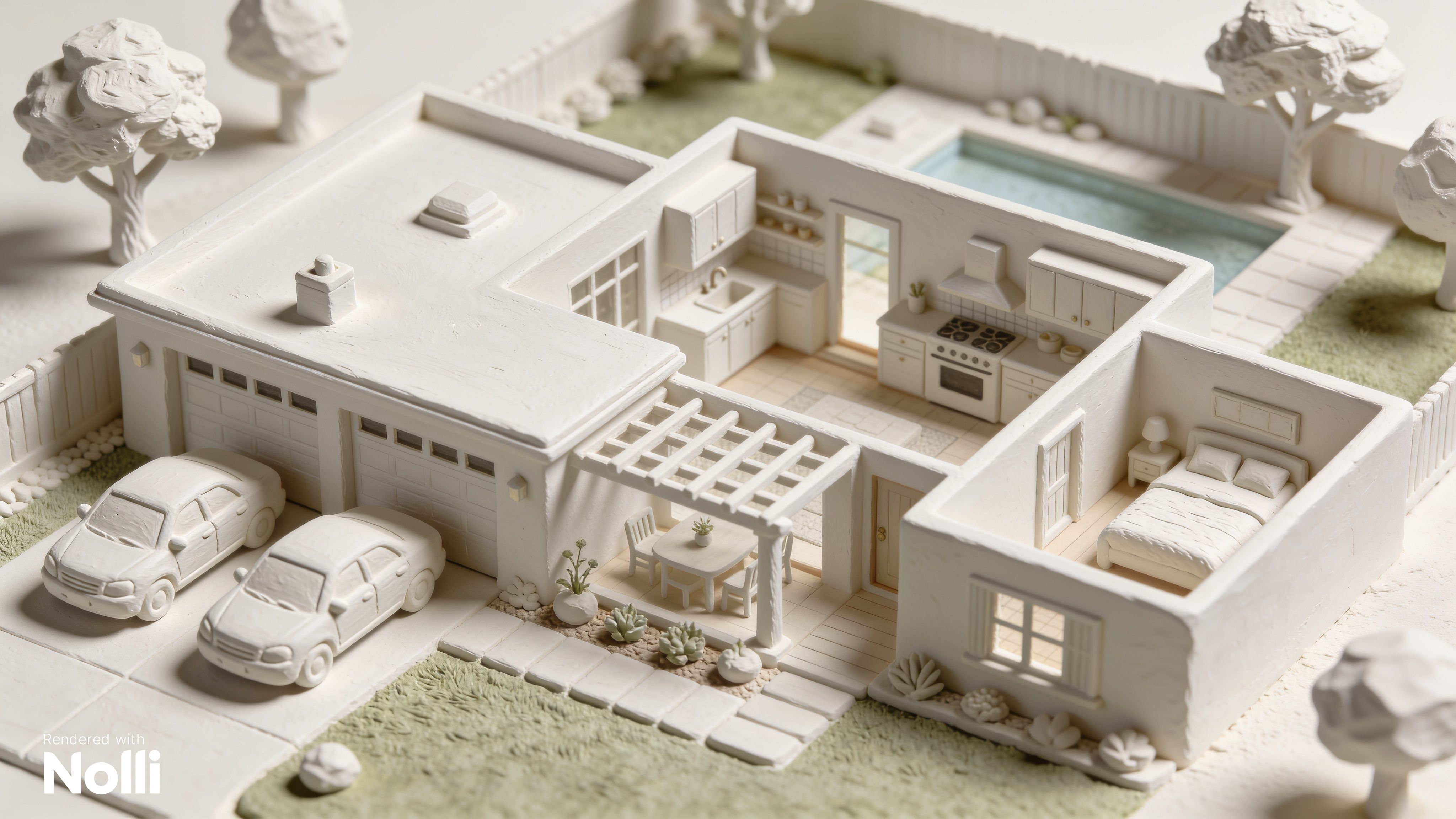 Single Story Patio Home Floor Plan 3D Model